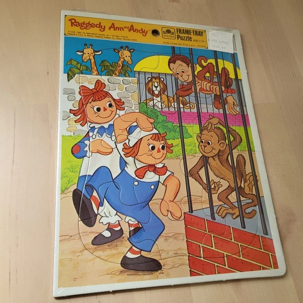 Vintage 80s Raggedy Ann and Andy Puzzle Berenstain Bears Frame-Tray Lot Of 4